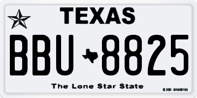 TX license plate BBU8825