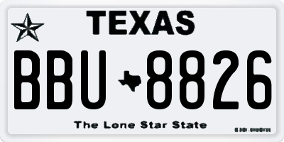 TX license plate BBU8826