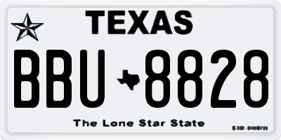 TX license plate BBU8828