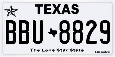 TX license plate BBU8829