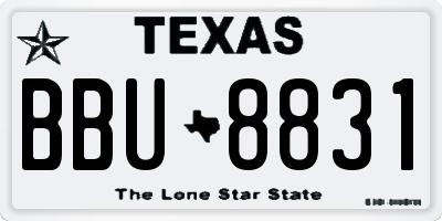 TX license plate BBU8831