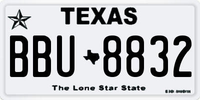 TX license plate BBU8832