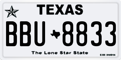 TX license plate BBU8833