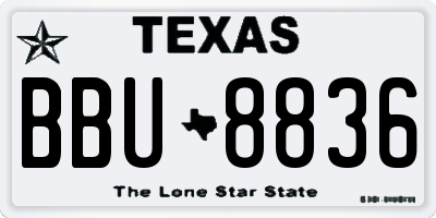 TX license plate BBU8836