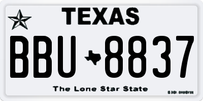 TX license plate BBU8837