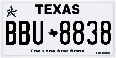 TX license plate BBU8838