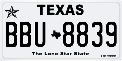 TX license plate BBU8839