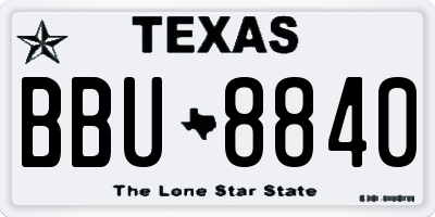 TX license plate BBU8840