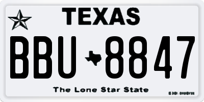 TX license plate BBU8847