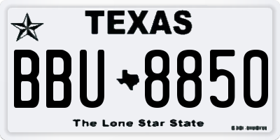 TX license plate BBU8850