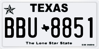 TX license plate BBU8851