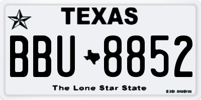 TX license plate BBU8852