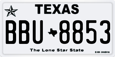 TX license plate BBU8853