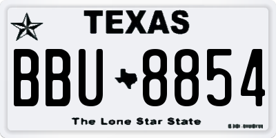 TX license plate BBU8854