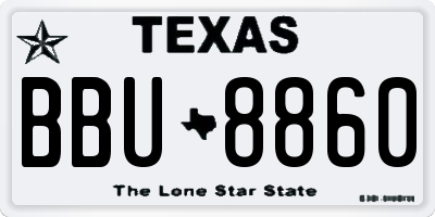 TX license plate BBU8860