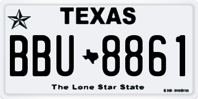 TX license plate BBU8861