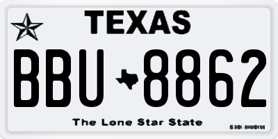 TX license plate BBU8862