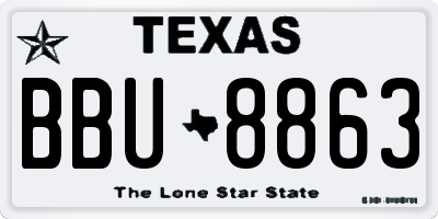 TX license plate BBU8863