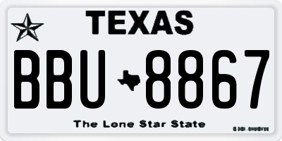 TX license plate BBU8867