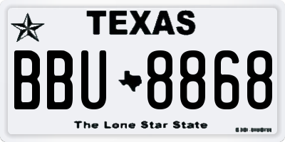 TX license plate BBU8868