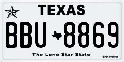 TX license plate BBU8869