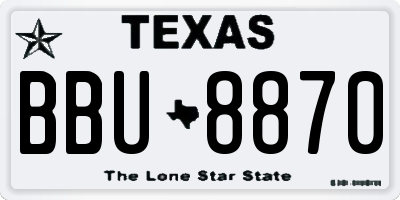 TX license plate BBU8870