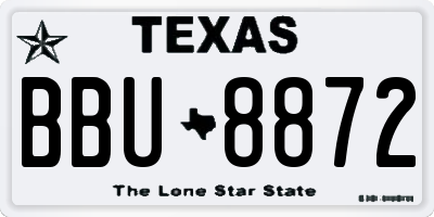 TX license plate BBU8872