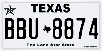 TX license plate BBU8874