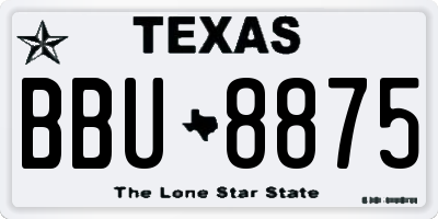 TX license plate BBU8875