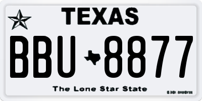 TX license plate BBU8877