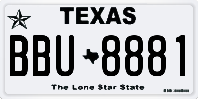 TX license plate BBU8881