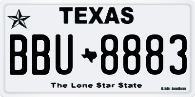 TX license plate BBU8883