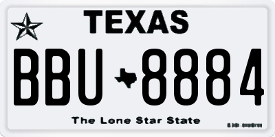 TX license plate BBU8884