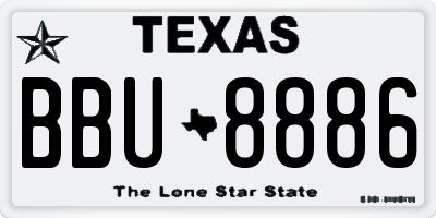 TX license plate BBU8886