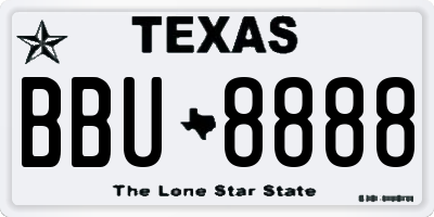 TX license plate BBU8888