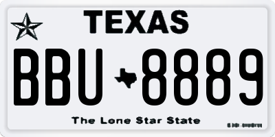 TX license plate BBU8889