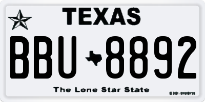 TX license plate BBU8892