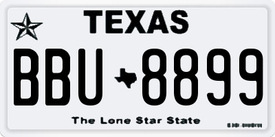 TX license plate BBU8899