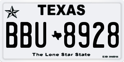 TX license plate BBU8928