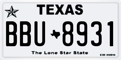 TX license plate BBU8931