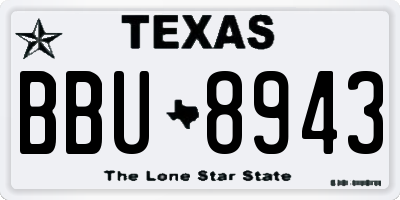 TX license plate BBU8943