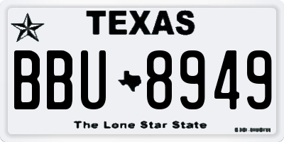 TX license plate BBU8949