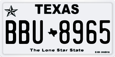 TX license plate BBU8965