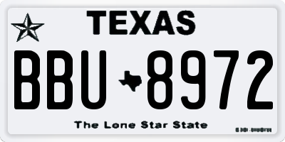 TX license plate BBU8972