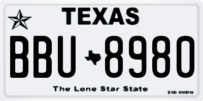 TX license plate BBU8980