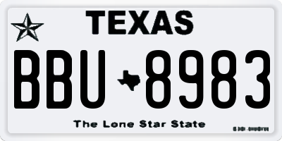 TX license plate BBU8983