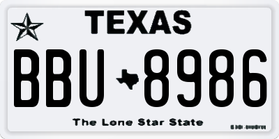 TX license plate BBU8986