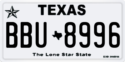 TX license plate BBU8996