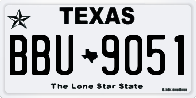 TX license plate BBU9051