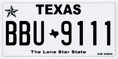 TX license plate BBU9111